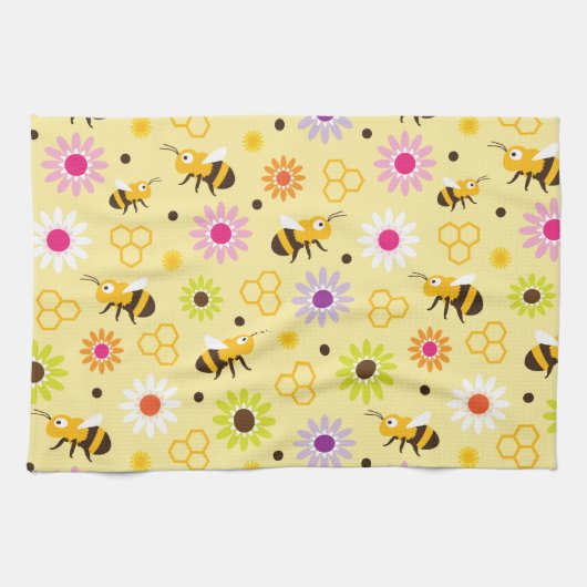 Bienen und Blume Geschirrtuch (Horizontal)