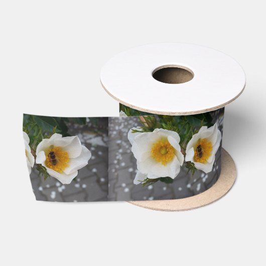 Bienen und Blume im Frühjahr Satinband (Spule)