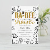Bienen und Blume, Moderne Babydusche Einladung (Stehend Vorderseite)