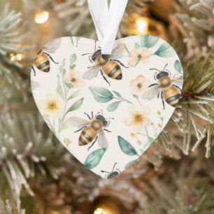 Bienen und Blume - Muster für Honigcreme aus Creme Ornament