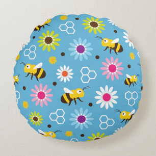Bienen und Blume Rundes Kissen