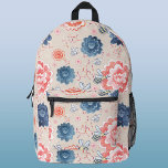 Bienen und Blume Wasserfarbe Bedruckter Rucksack<br><div class="desc">Bienen und Blume sind rosa,  blau und pfirsichfarben. Originelle Kunst von Nic Squirrell.</div>