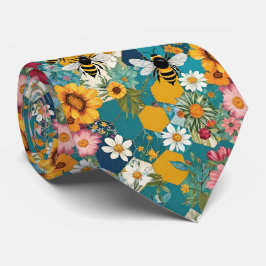 Bienen und Blumen Biene Blumen Muster Krawatte