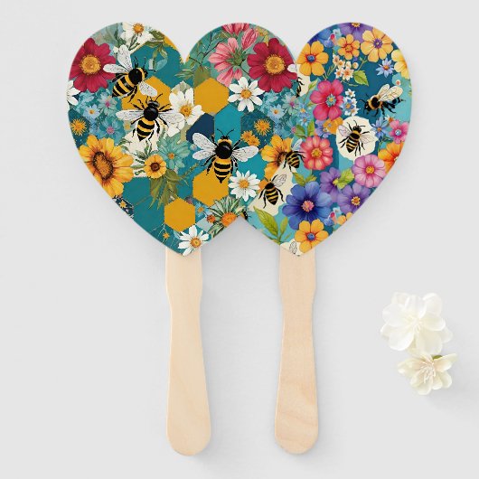 Bienen und Blumen Biene Blumenmuster Fächer (Vorne und Hinten)