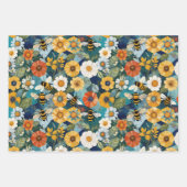 Bienen und Blumen Biene Blumenmuster Geschenkpapier Set (Vorderseite 3)
