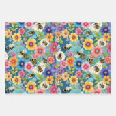Bienen und Blumen Biene Blumenmuster Geschenkpapier Set (Vorderseite 2)