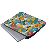 Bienen und Blumen Biene Blumenmuster Laptopschutzhülle (Vorne Knopf)