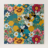 Bienen und Blumen Biene Blumenmuster Puzzle (Horizontal)