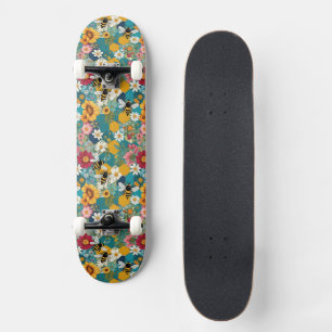 Bienen und Blumen Biene Blumenmuster Skateboard