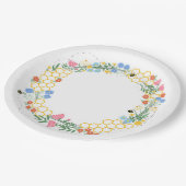 Bienen- und Blumenmotive-Party Pappteller (Schrägansicht)