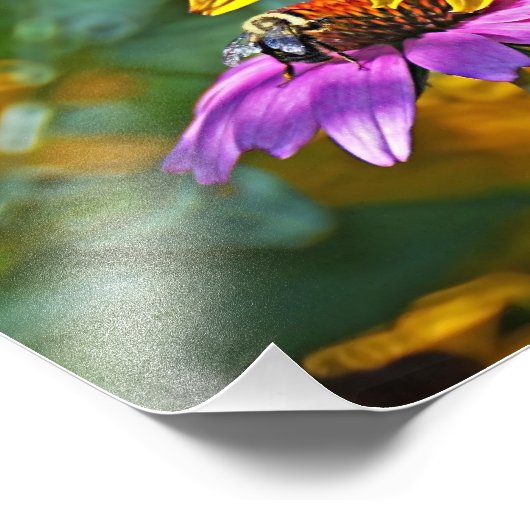 Bienen und Blüten Fotodruck (Ecke)