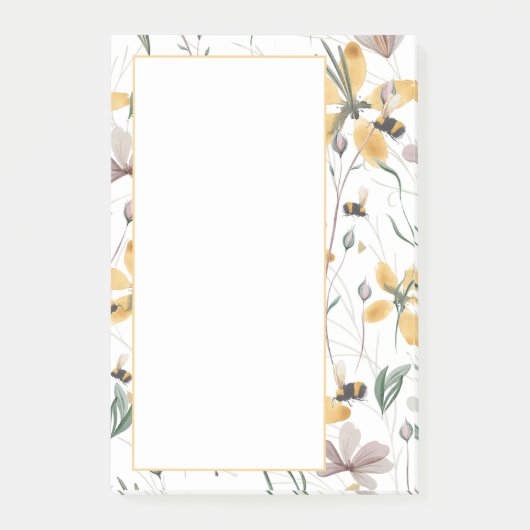 Bienen und Botanicale 4"x6" Post-it Klebezettel (Vorderseite)