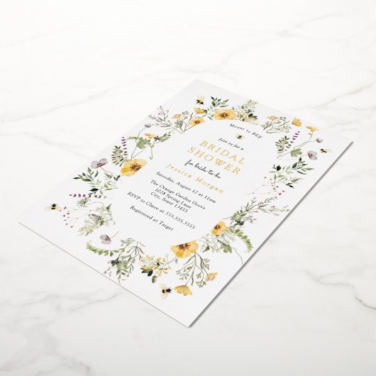 Bienen und Brautparty der delikaten Wildblume Folieneinladung (Gedreht)