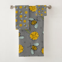 Bienen und Buttercups auf Grau