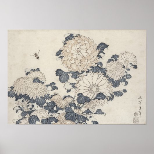 Bienen und Chrysanthemen Poster (Vorne)