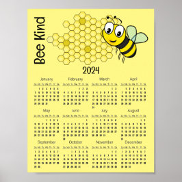 Bienen und Honeycomb 2024 Kalenderposter Poster