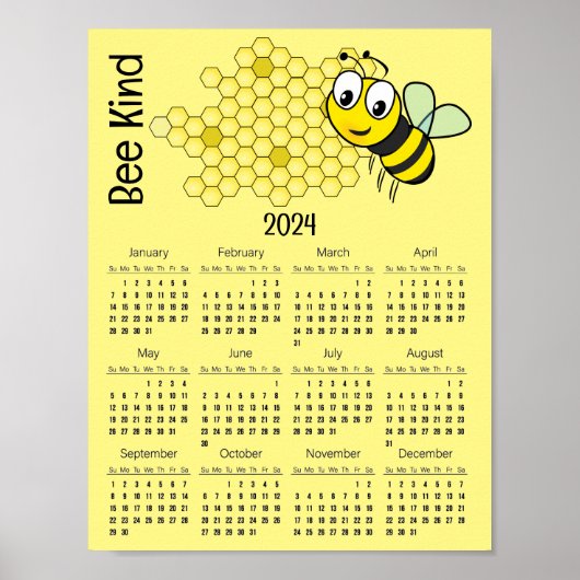 Bienen und Honeycomb 2024 Kalenderposter Poster (Vorne)