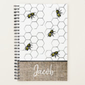Bienen- und Honeycomb-Imitate Burlap | Monogramm Planer (Vorderseite)