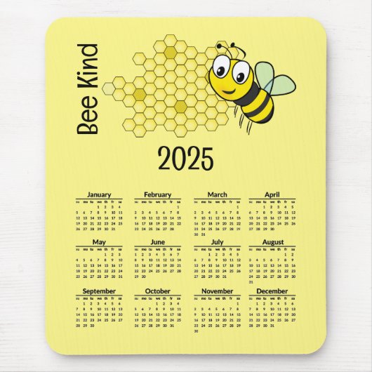 Bienen und Honeycomb - Kalender 2025 Mousepad (Vorne)