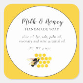 Bienen und Honeycomb Quadratischer Aufkleber (Vorderseite)