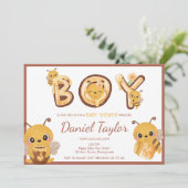 Bienen und Honig Süßigkeiten Briefe Baby Dusche Einladung (Stehend Vorderseite)