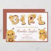 Bienen und Honig Süßigkeiten Mädchen Babydusche Einladung (Vorne/Hinten)