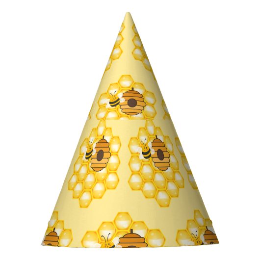 Bienen und Honigwabe Partyhütchen (Vorderseite)