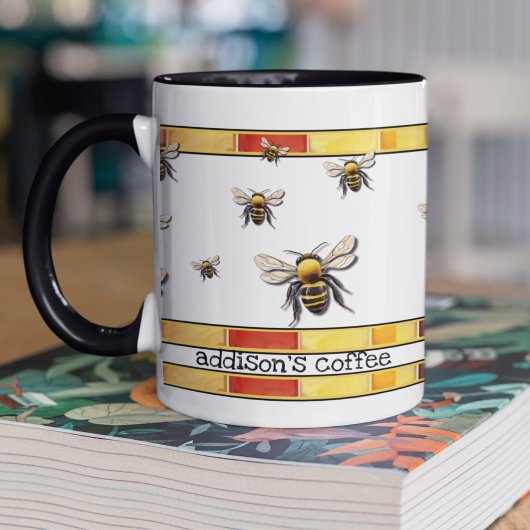 Bienen und Honigwaben individuell anpassbar Tasse