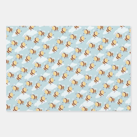 Bienen- und Honigwaschpapier Set mit 3 Niedlichen Geschenkpapier Set (Vorderseite 2)