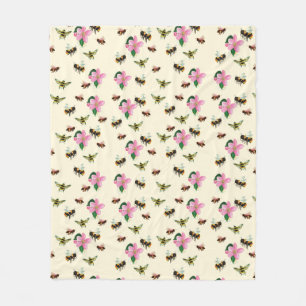 Bienen und Hummeln und Obstblüten im Frühjahr Fleecedecke