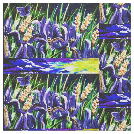 Bienen und Iris Skies Stoff (Nahaufnahme)