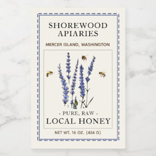 Bienen und Lavendel-2"x3"-Honiglabel Lebensmitteletikett