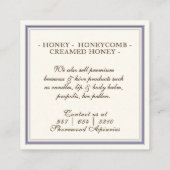 Bienen und Lavendel Honey Ivory Business Card Quadratische Visitenkarte (Rückseite)