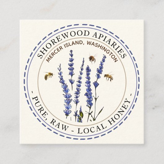Bienen und Lavendel Honey Ivory Business Card Quadratische Visitenkarte (Vorderseite)
