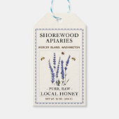 Bienen und Lavendel-Honey-Label Blue Dashed Border Geschenkanhänger (Vorderseite)