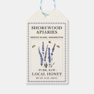 Bienen und Lavendel-Honey-Label Blue Dashed Border Geschenkanhänger