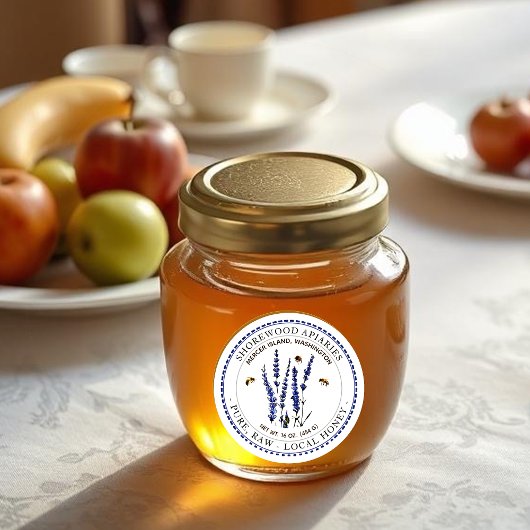 Bienen- und Lavendelhonigetikett mit gestrichelten Runder Aufkleber