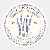 Bienen- und Lavendelhonigetikett mit gestrichelten Runder Aufkleber (Vorderseite)