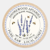 Bienen- und Lavendelhonigetikett mit Kraft-Grenze Runder Aufkleber (Vorderseite)