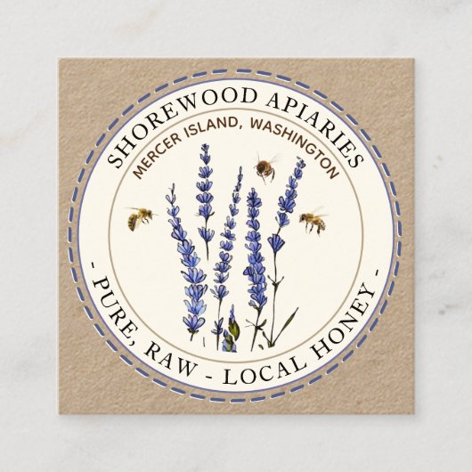 Bienen und Lavender Honey Kraft Business Card Quadratische Visitenkarte (Vorderseite)