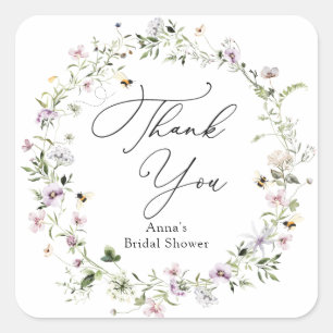 Bienen und Lavender Wildblume Brautparty Quadratischer Aufkleber