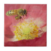Bienen-und Mohnblumen-Blume Fliese (Vorderseite)