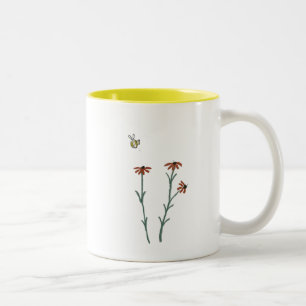 Bienen und orangefarbene Blume - Tasse