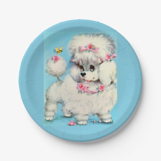 Bienen- und Poodle-Welpendruck Pappteller (Vorderseite)