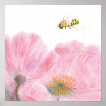 Bienen und Rosa Blume Farbige Bleistift Kinderzimm