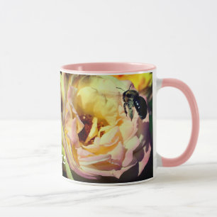 Bienen und Rose Blume Personalisiert Tasse