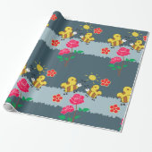 Bienen und Rose Blumengarten Geschenkpapier (Ungerollt)