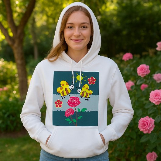 Bienen und Rose Blumengarten Hoodie