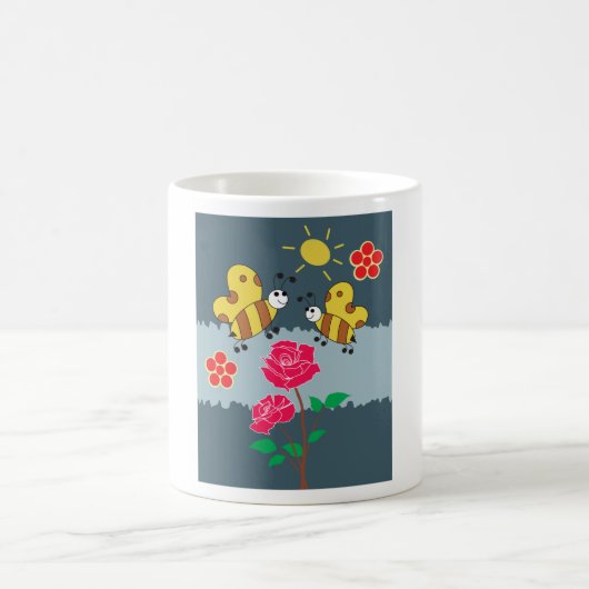 Bienen und Rose Blumengarten Kaffeetasse (Mittel)