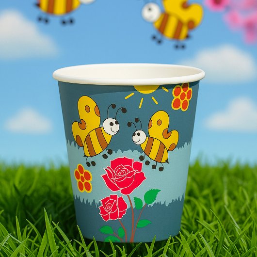 Bienen und Rose Blumengarten Pappbecher